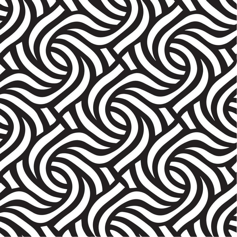 geometric waves seamless pattern background black and white vector