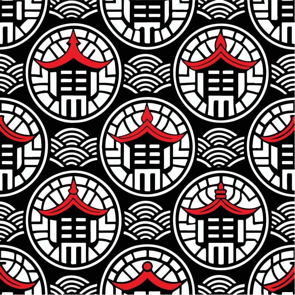 Japanese pattern seamless background black and white vector