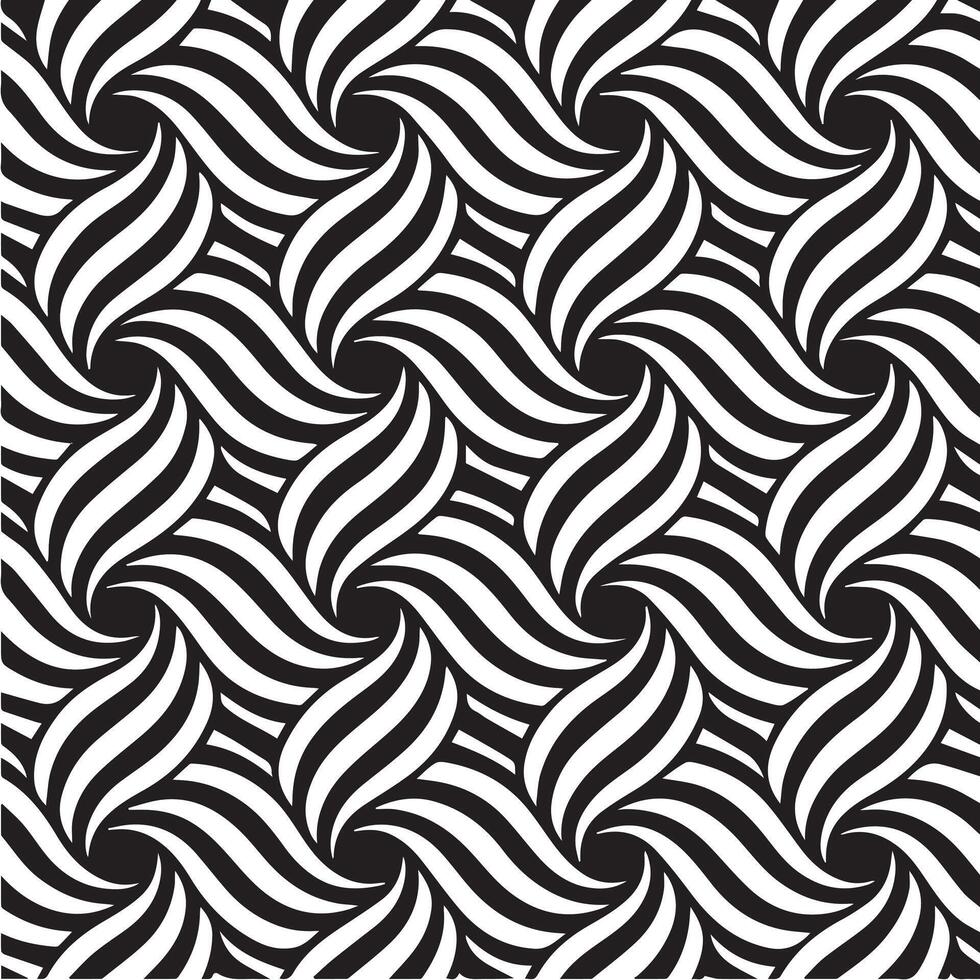 geometric waves seamless pattern background black and white vector