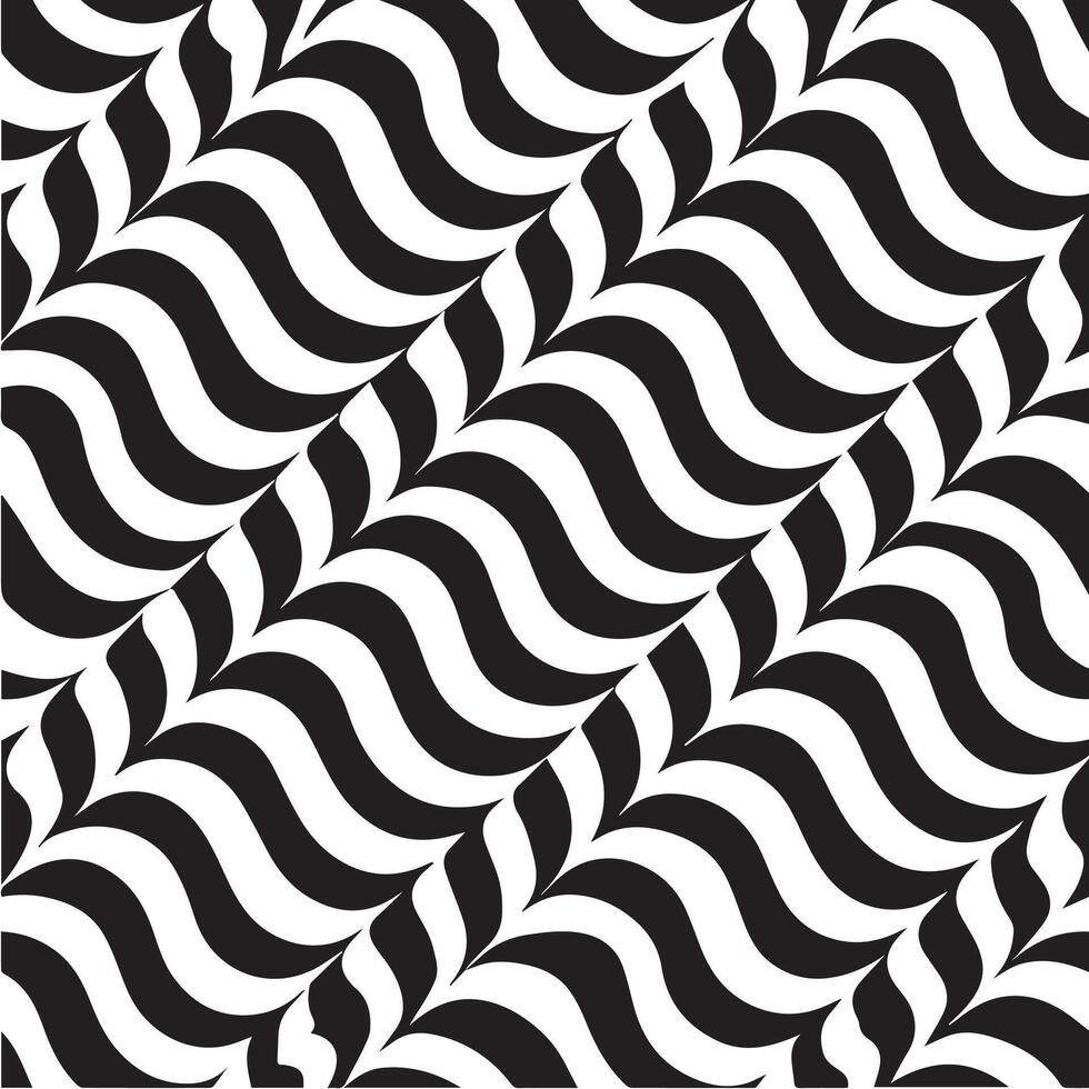 geometric waves seamless pattern background black and white vector