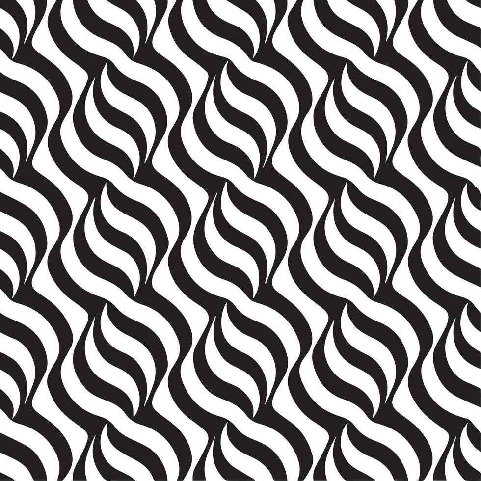 geometric waves seamless pattern background black and white vector