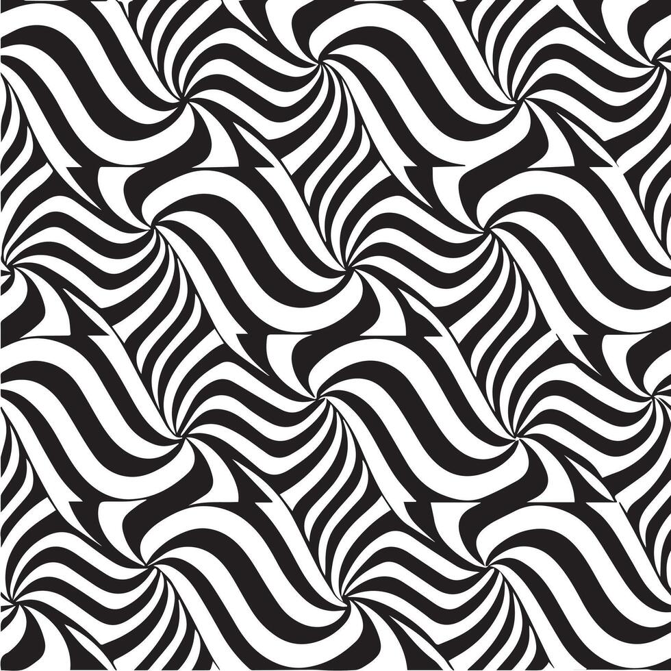geometric waves seamless pattern background black and white vector