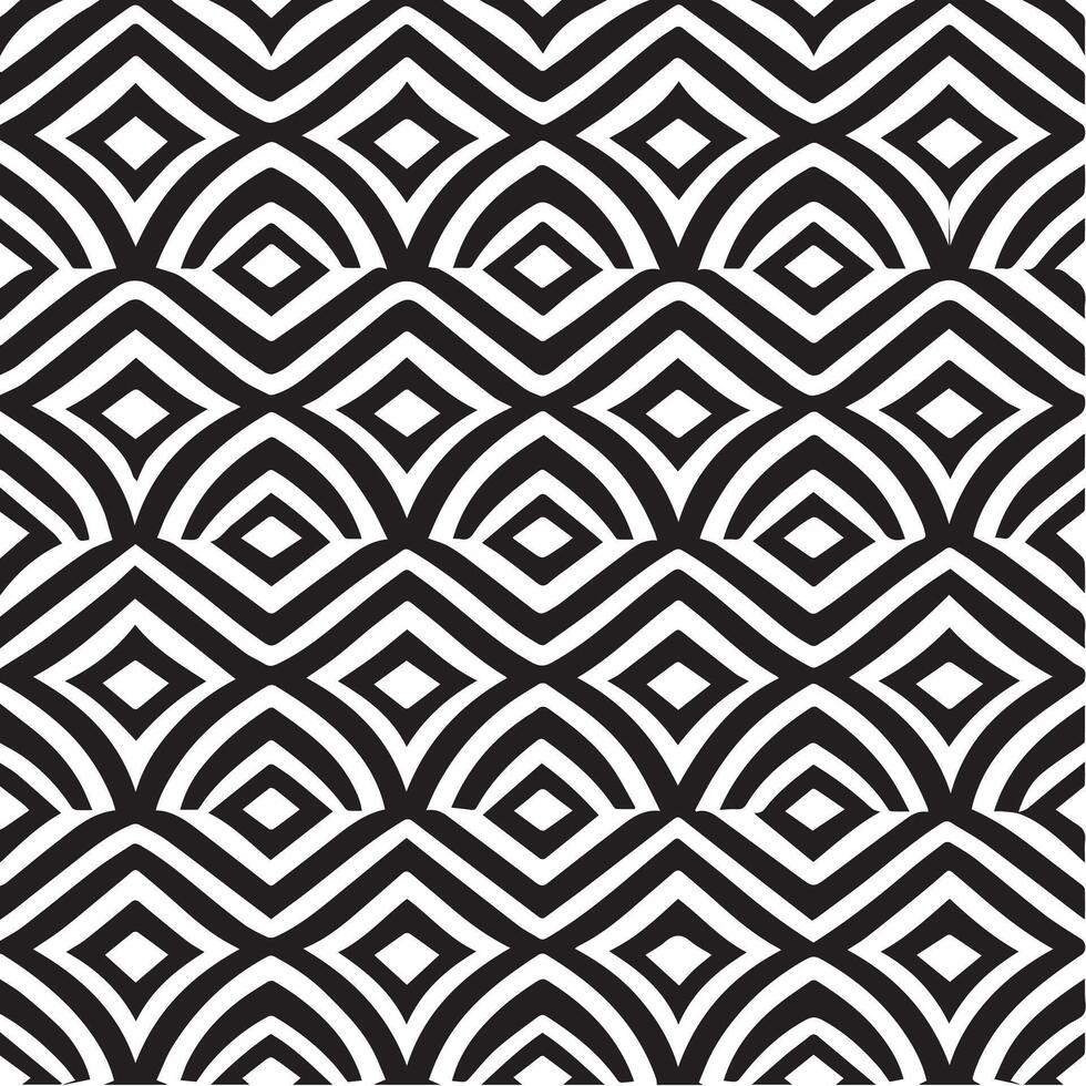 geometric waves seamless pattern background black and white vector