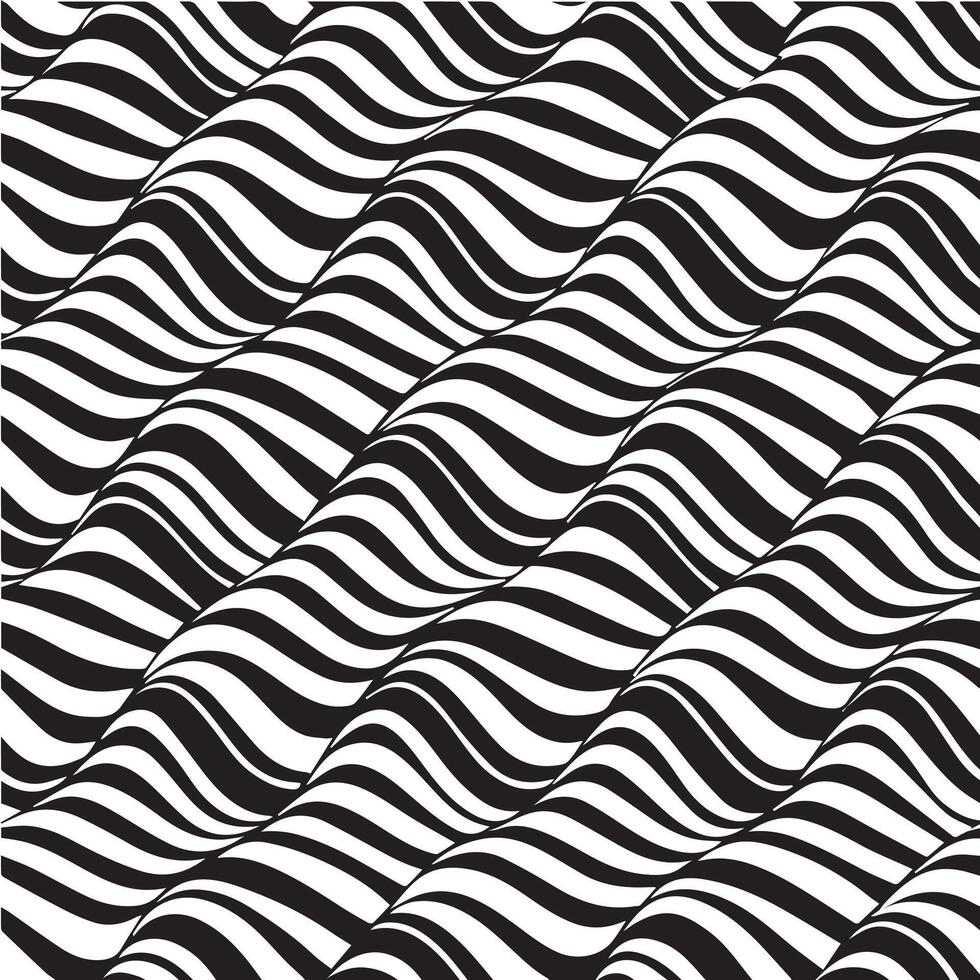 geometric waves seamless pattern background black and white vector