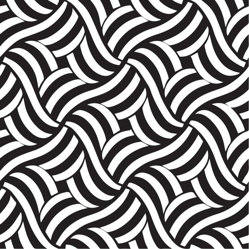 geometric waves seamless pattern background black and white vector