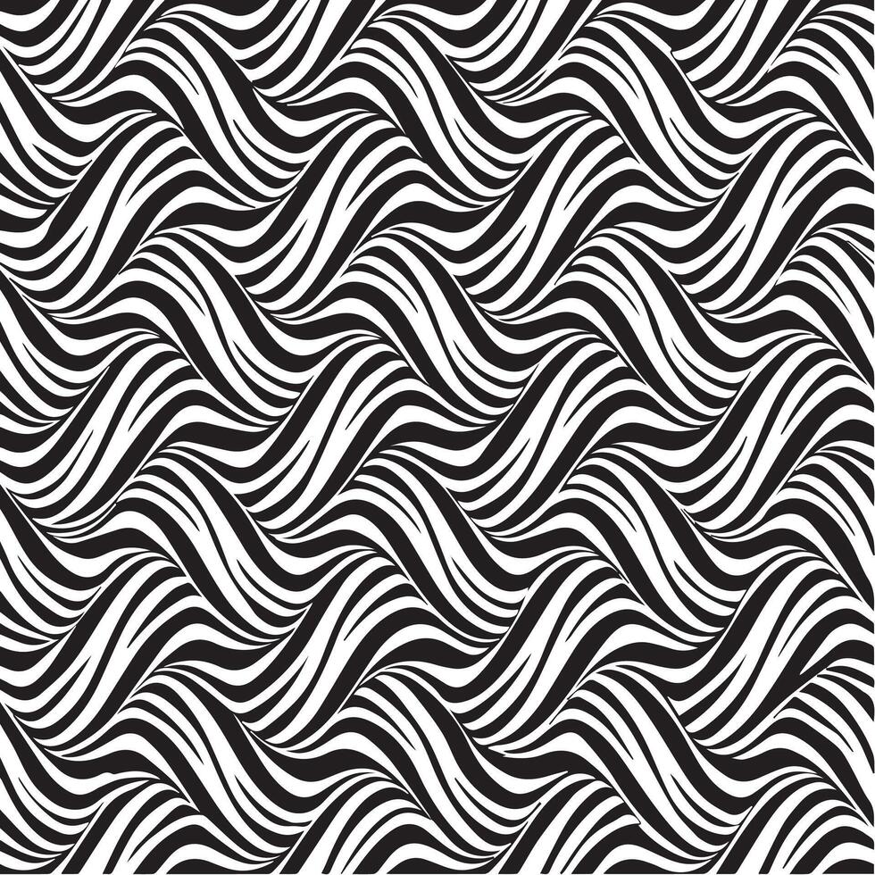 geometric waves seamless pattern background black and white vector