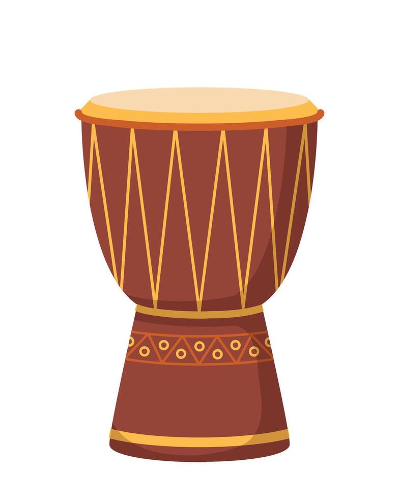 African djembe drum isolated on white background. Ethnic, traditional musical instrument. . vector
