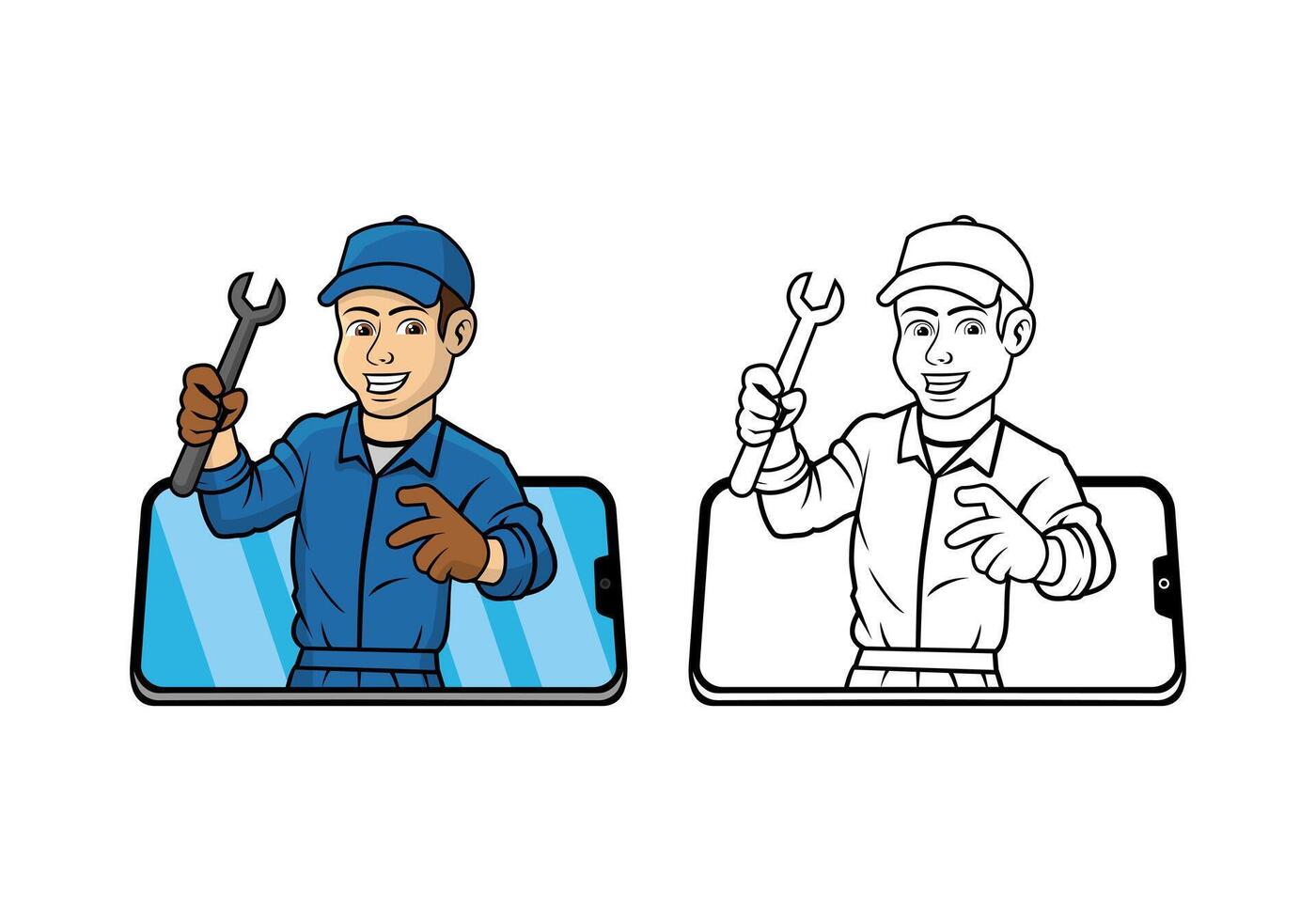 Cell Phone Technician Character Design Illustration vector
