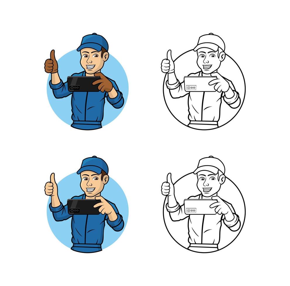 Cell Phone Technician Character Design Illustration vector
