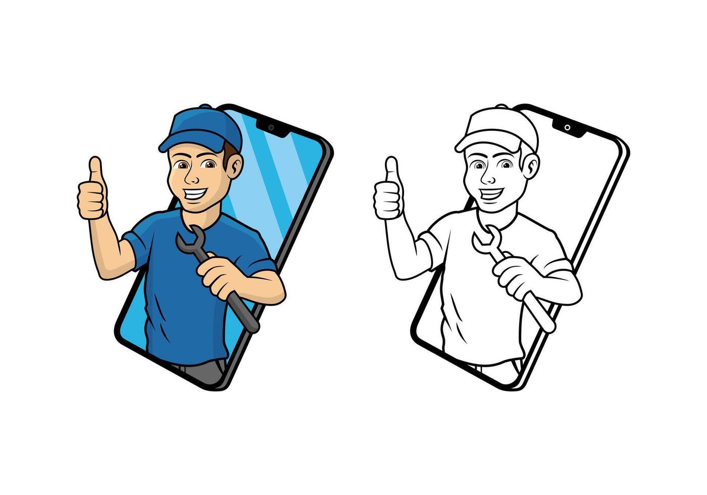 Cell Phone Technician Character Design Illustration vector