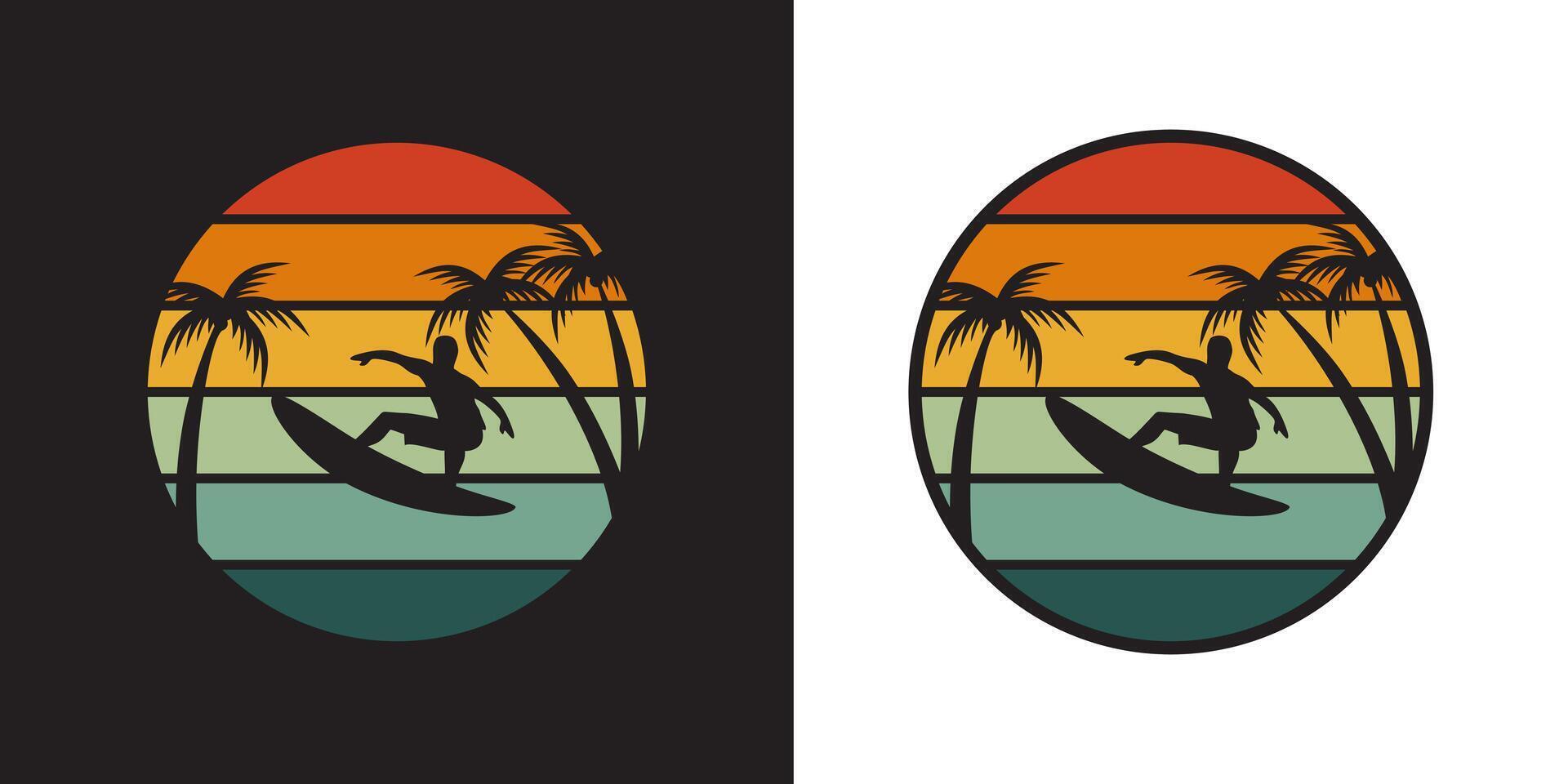 Surfing Beach Character Design Illustration vector