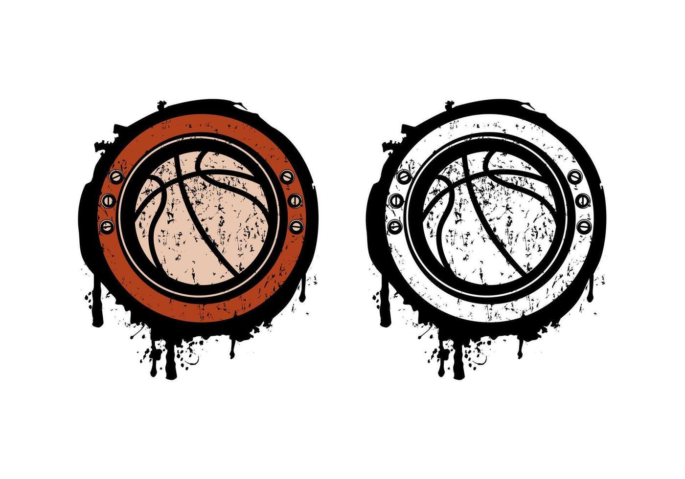 Basketball Grunge Logo Design Illustration vector