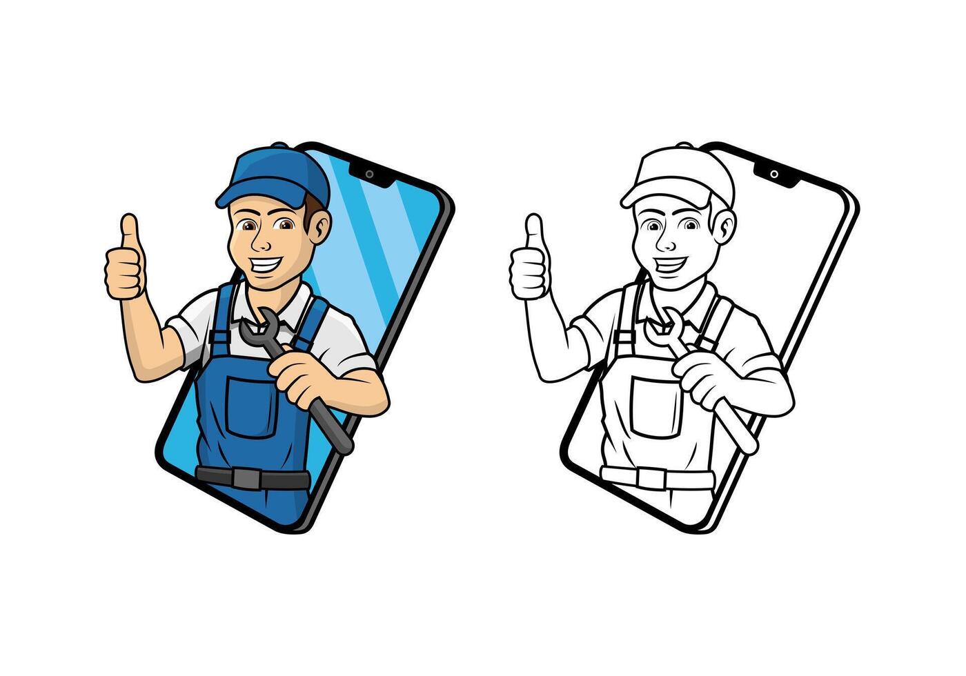 Cell Phone Technician Character Design Illustration vector