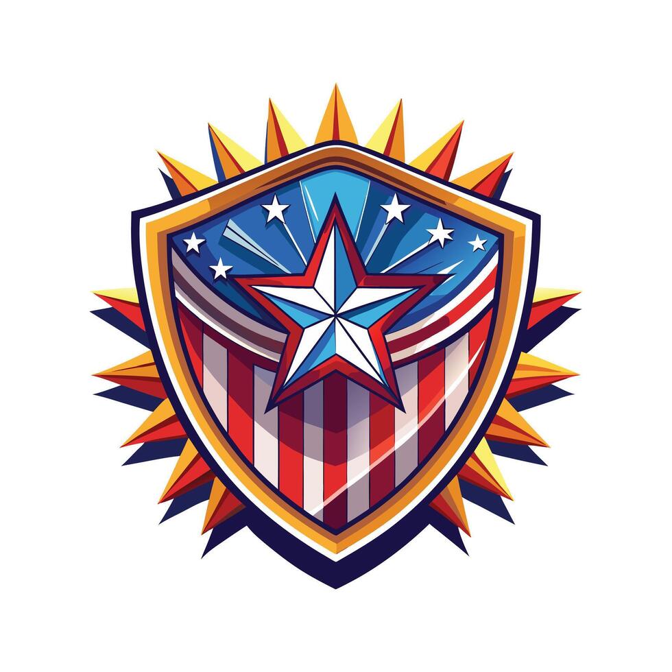 US flag with shield vector