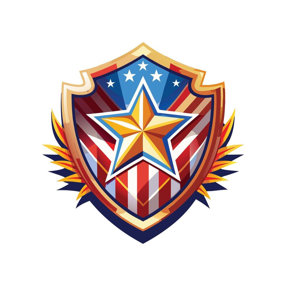 US flag with shield vector