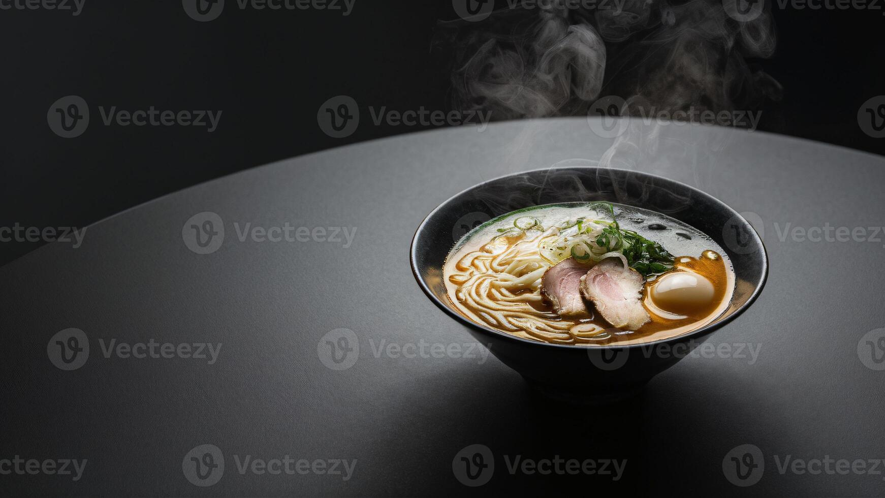 A Bowl of Miso Ramen with Silken Noodles in Rich Broth, Pork Slices, Green Onions, Soft-Boiled Egg photo