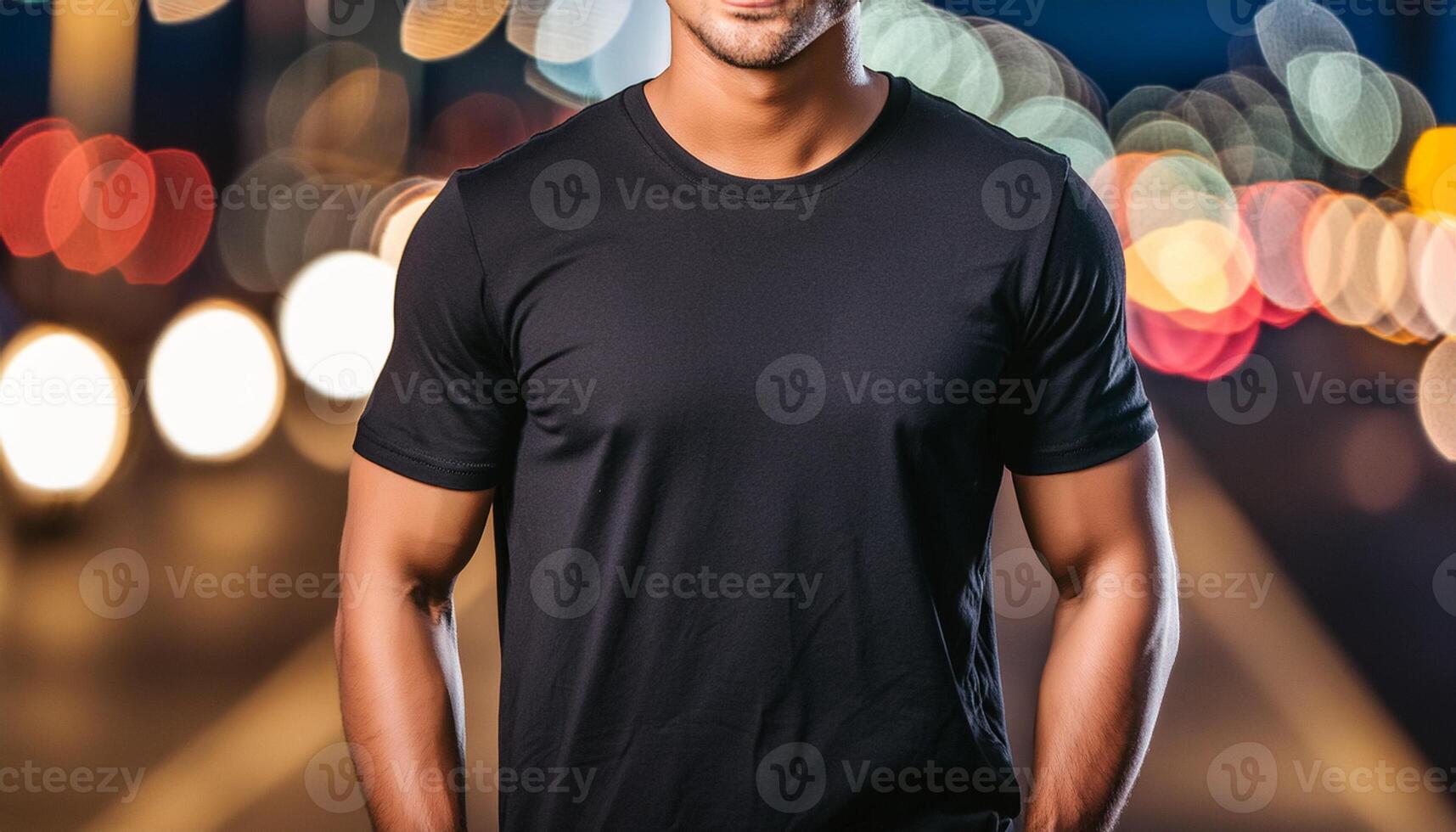 Male With Black Shirt Mockup photo