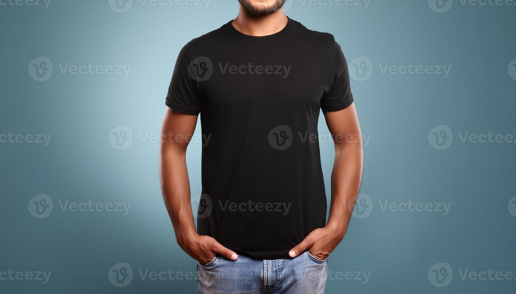 Male With Black Shirt Mockup photo