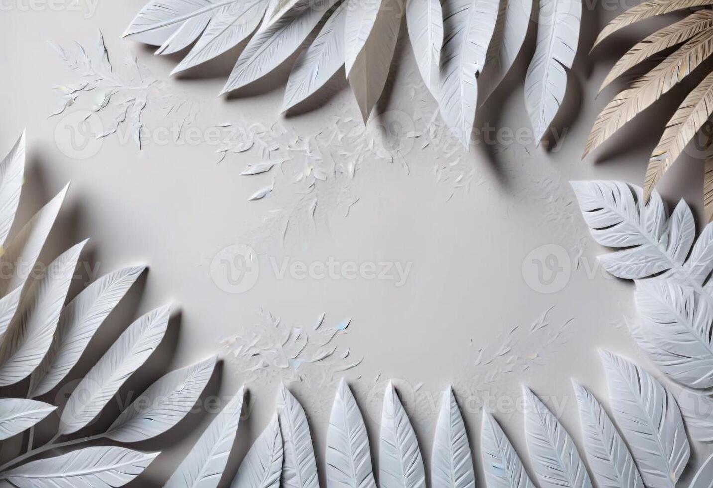 Tropical White Leaves Border, Suitable for Clean and Modern Designs photo