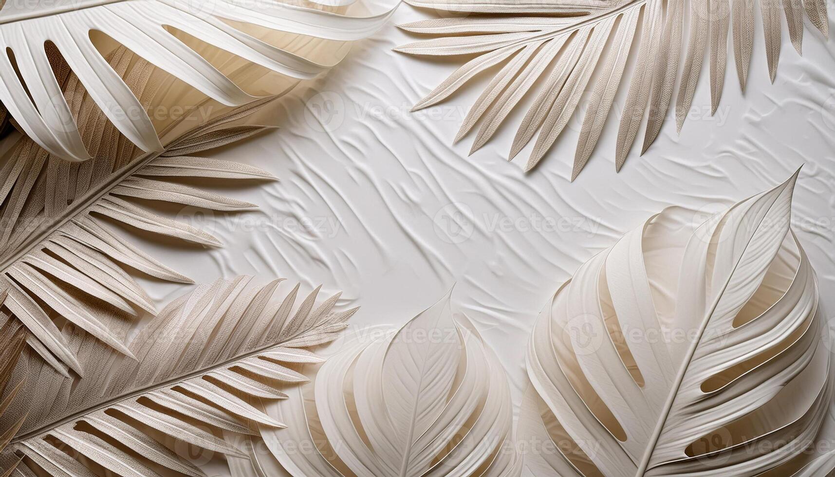 Tropical White Leaves Border, Suitable for Clean and Modern Designs photo
