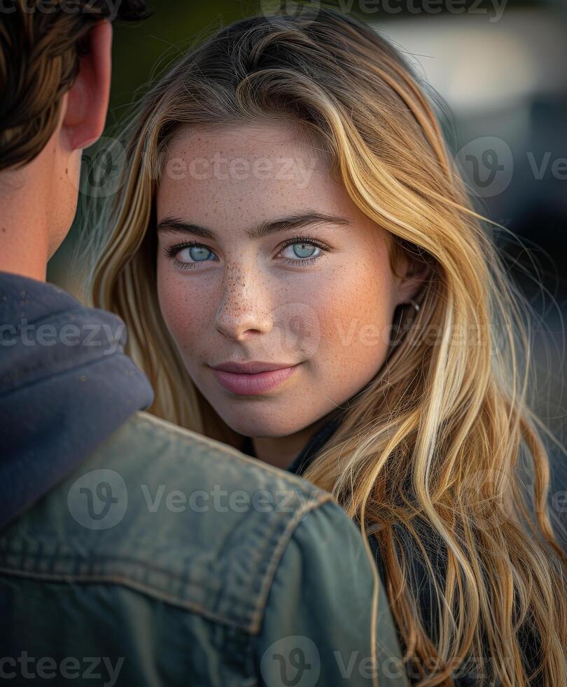 Young Woman Looking At Man With Love In Her Eyes photo