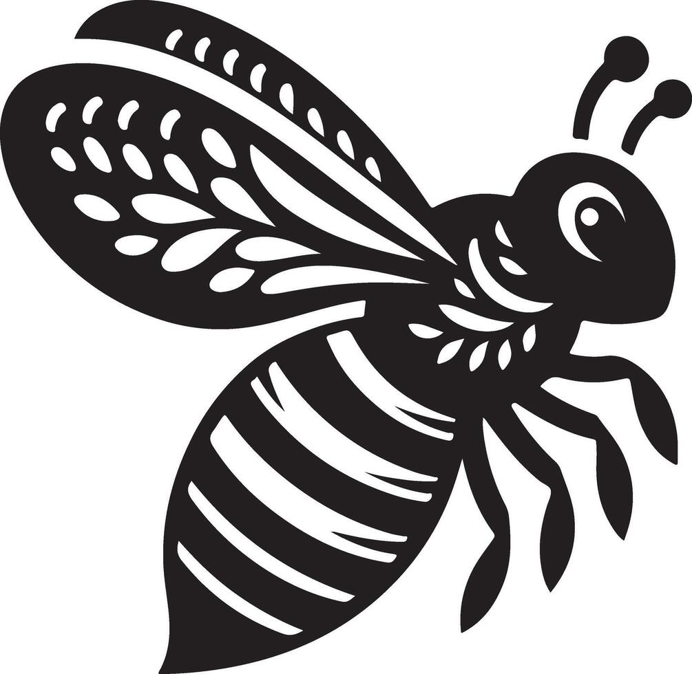 a black silhouette design of Bee vector