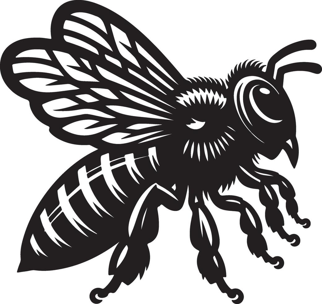 a black silhouette design of Bee vector