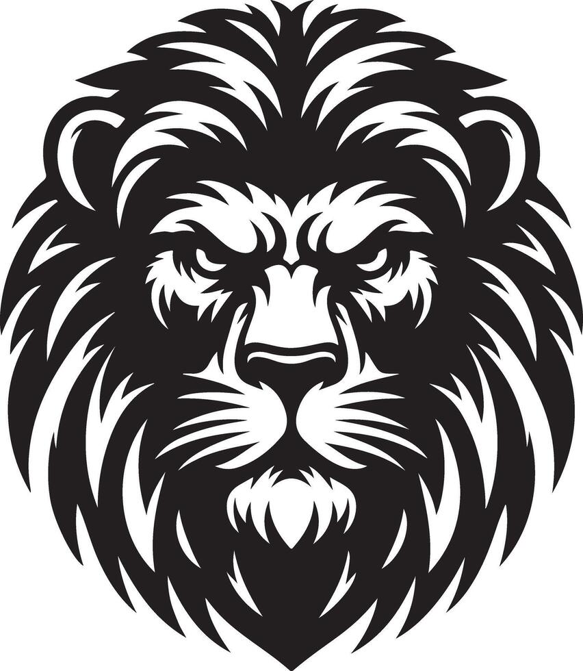 An Intricate Silhouette Design of an Angry Lion Face in Full Roar vector