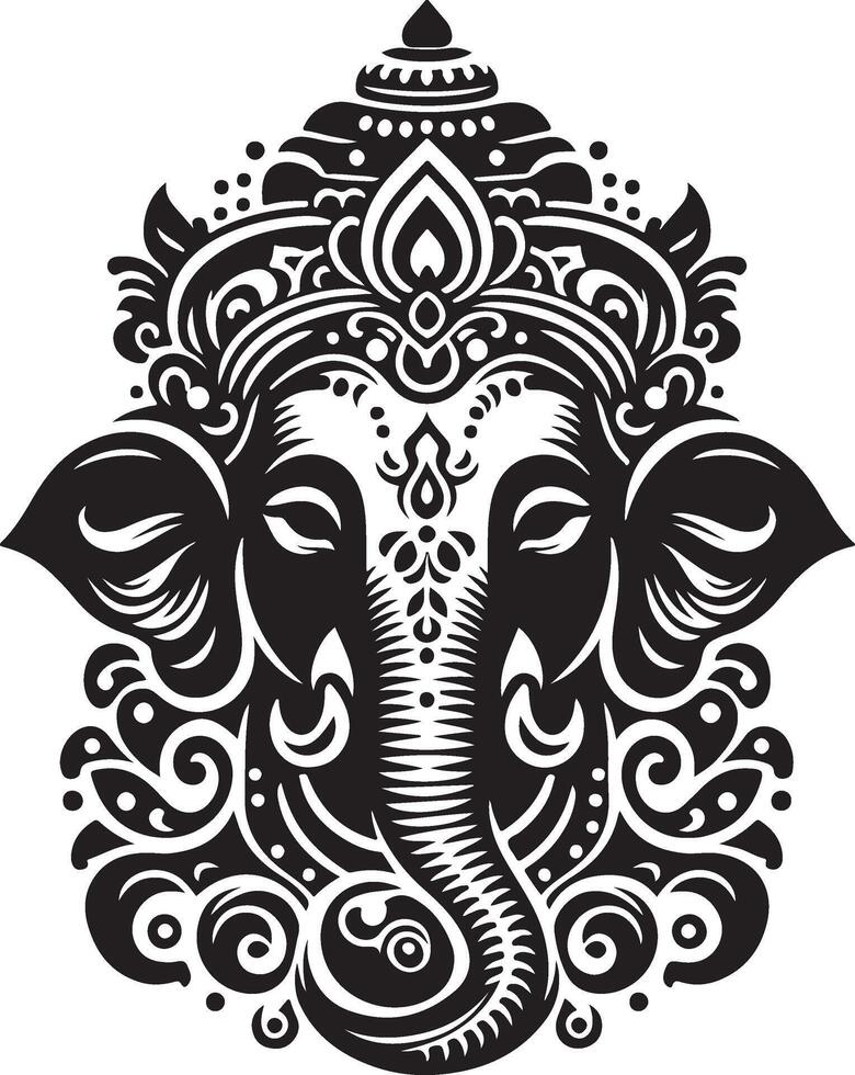 Lord Ganesha Black silhouette design vector