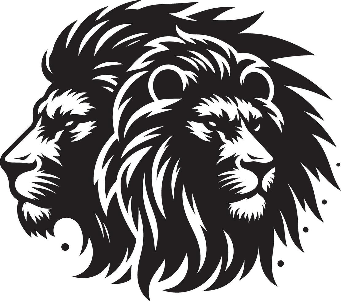An Artistic Silhouette Representation of an Angry Lion's Face vector