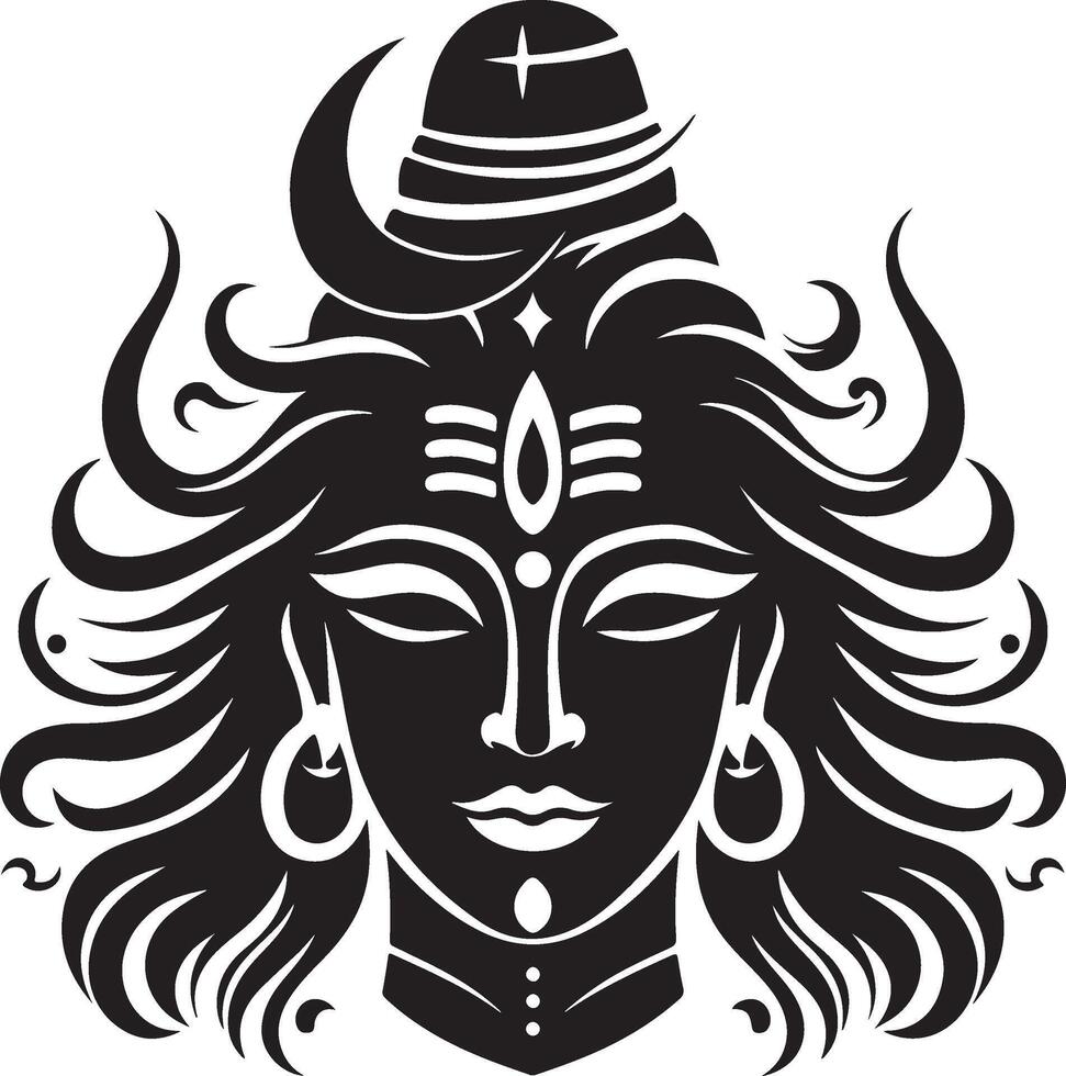 God Shiva Black Silhouette Design vector