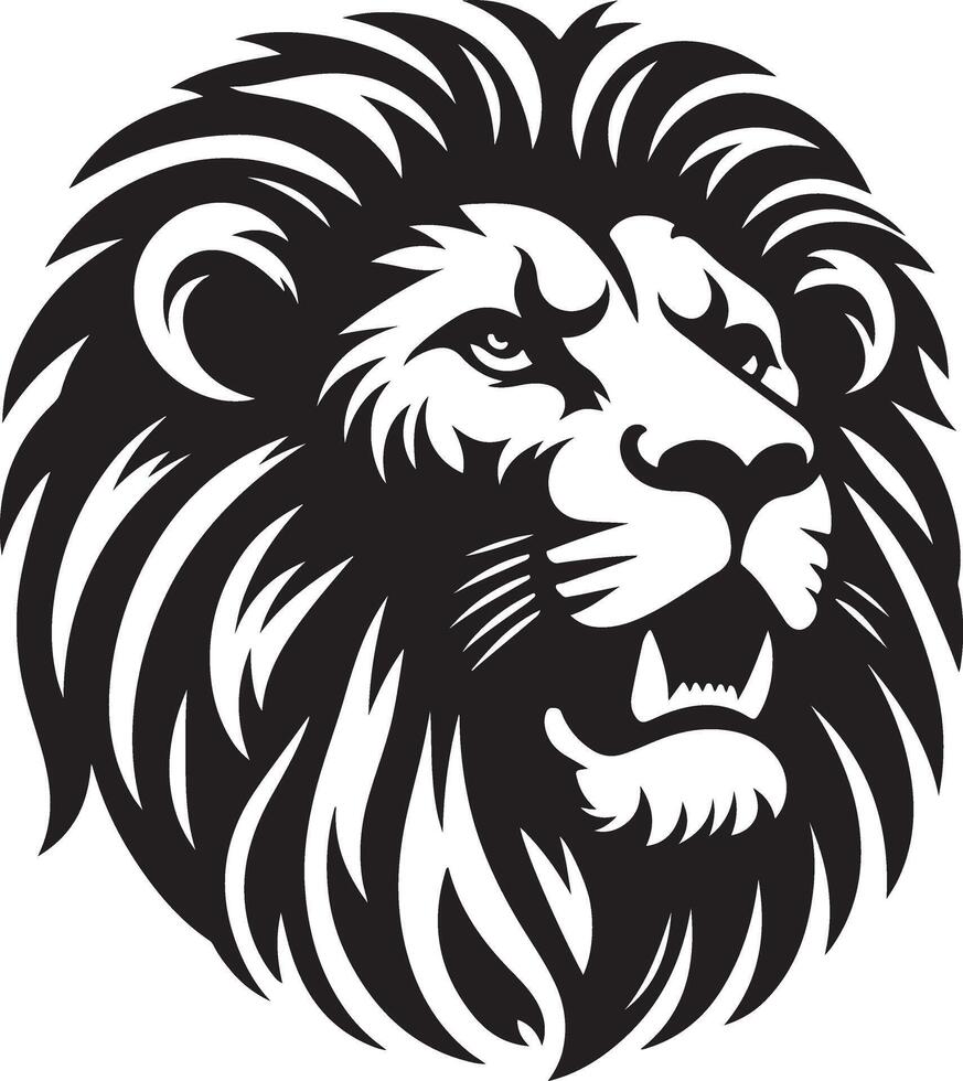 An Intricate Silhouette Design of an Angry Lion Face in Full Roar vector