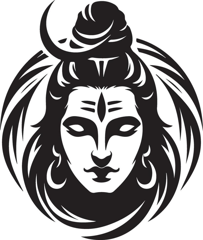 God Shiva Black Silhouette Design vector