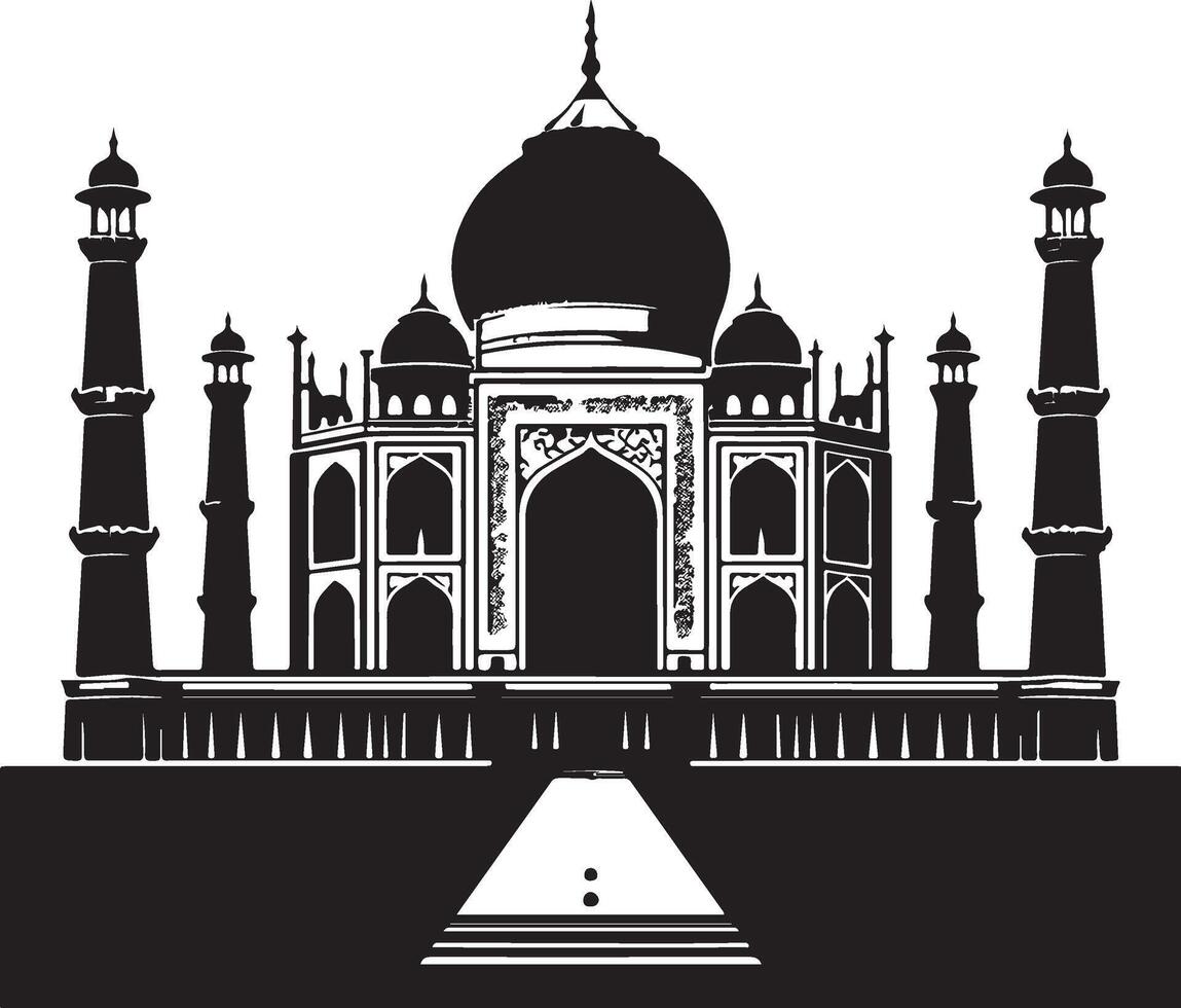 a black color design of Tajmahal vector