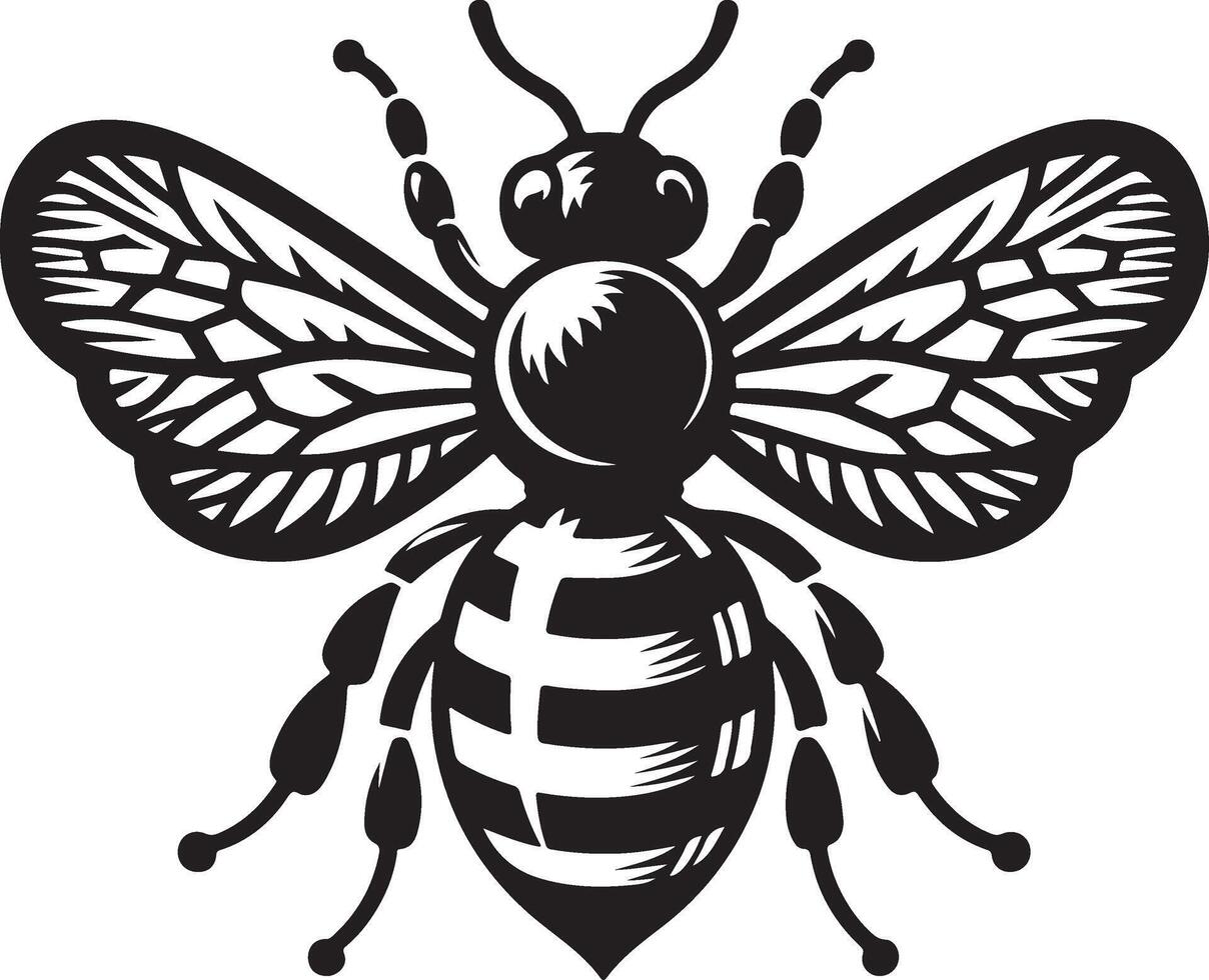 a black silhouette design of Bee vector