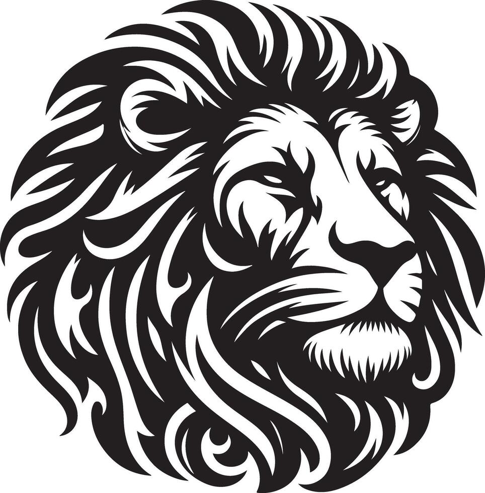 An Intricate Silhouette Design of an Angry Lion Face in Full Roar vector
