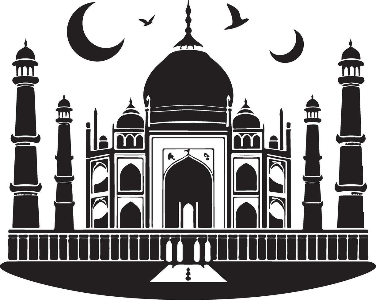 a black color design of Tajmahal vector