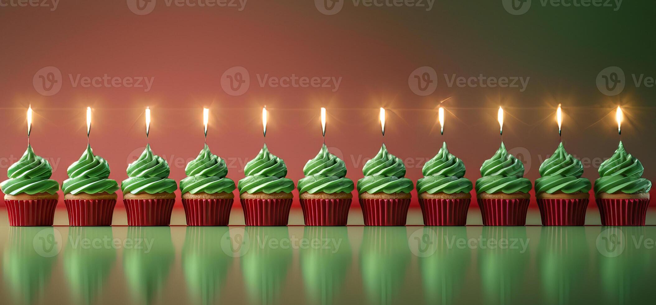 Colorful festive cupcakes lined row smooth colorful simple photo