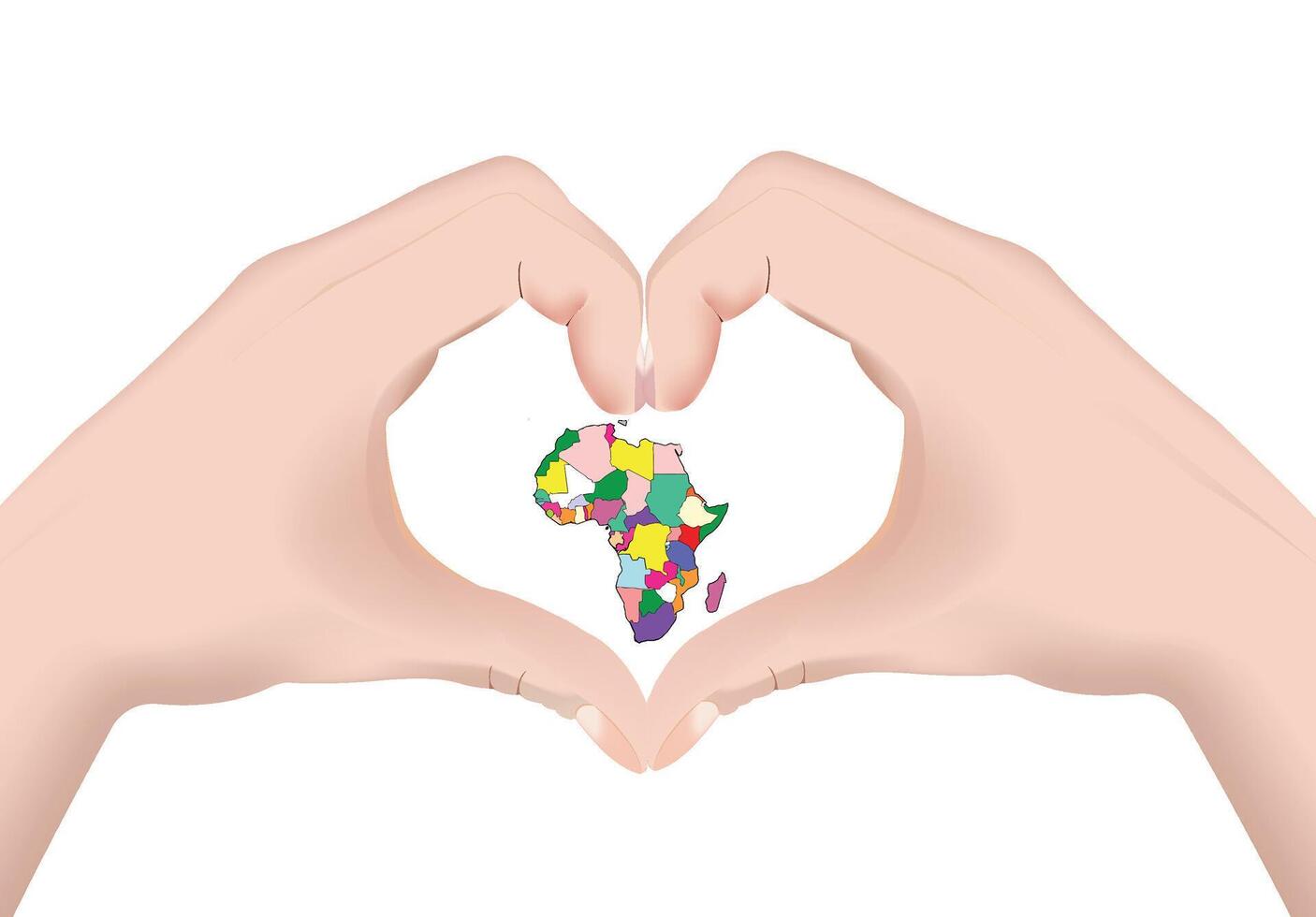 heart-shaped hands africa- vector