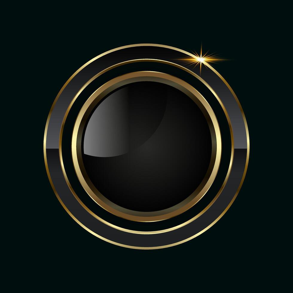 A circle Luxury button , illustration, the infographic with luxury stoked in template in dark style, and shiny gold optionand Premium button on a dark vector