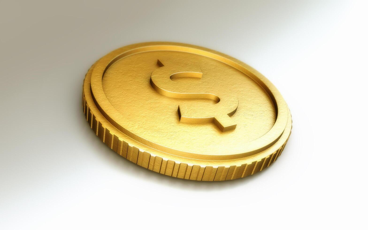 Realistic 3D illustration of dollar, coin, cash, business, investment, economy and finance. Illustration gold coin of world currency. Dollar coin with white background. photo