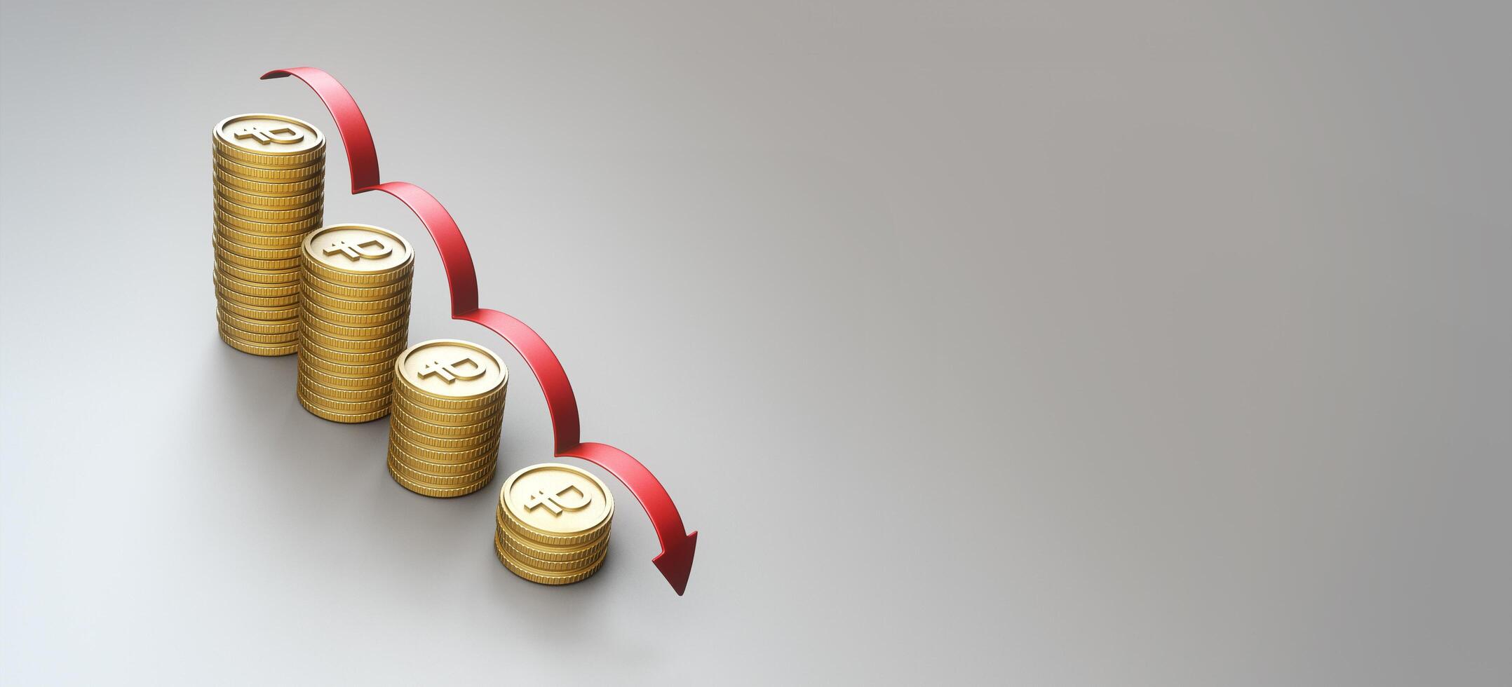 3D illustration of world currency coin russian ruble coin with white background. photo