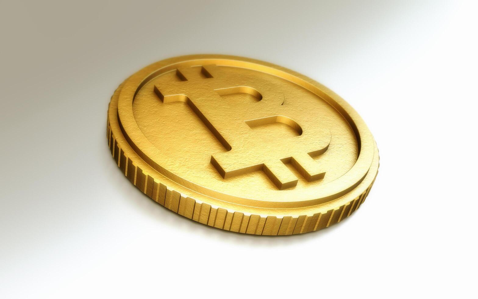 Illustration of world cryto digital currency bitcoin on white background. photo