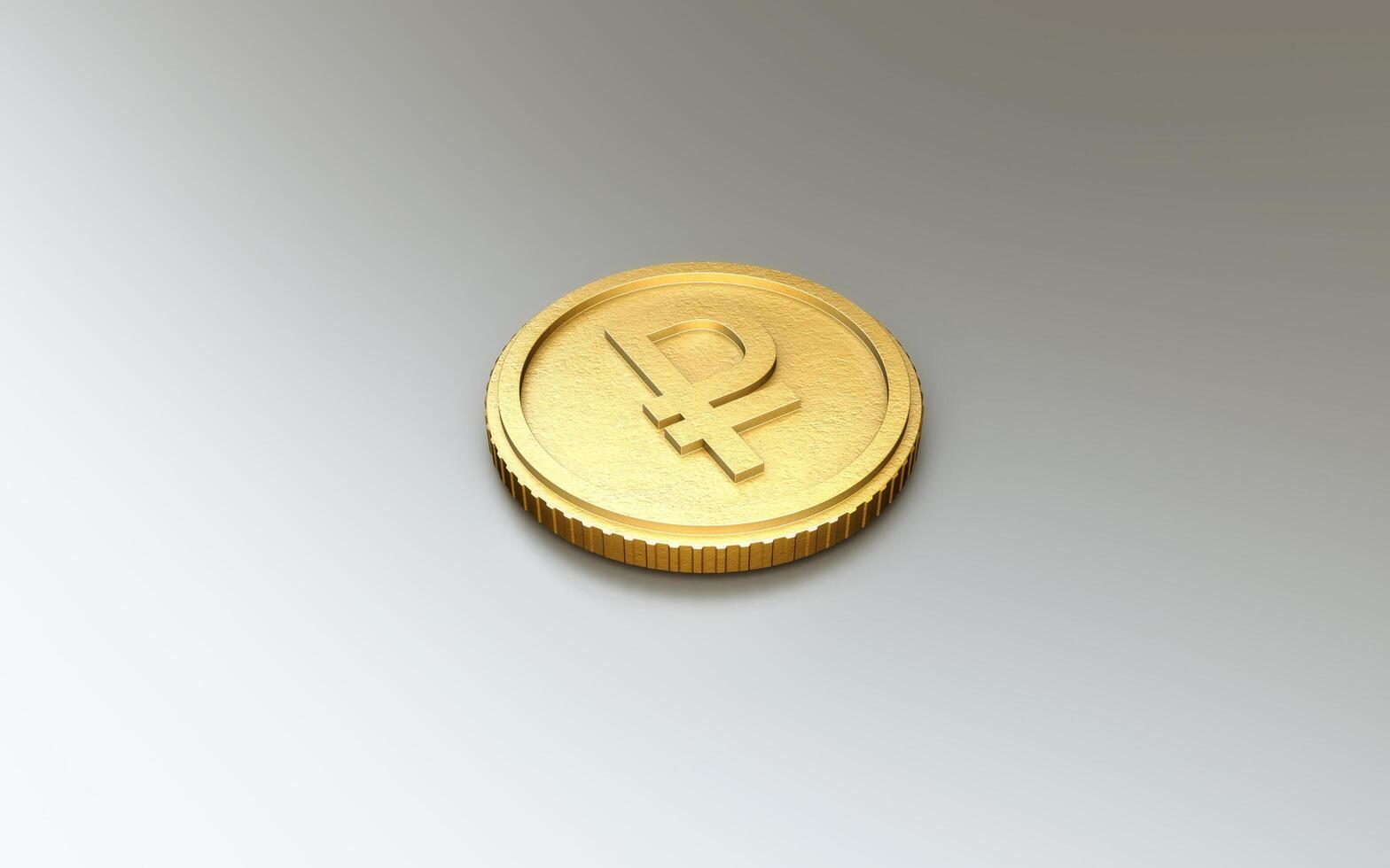 3D illustration of world currency coin russian ruble coin with white background. photo
