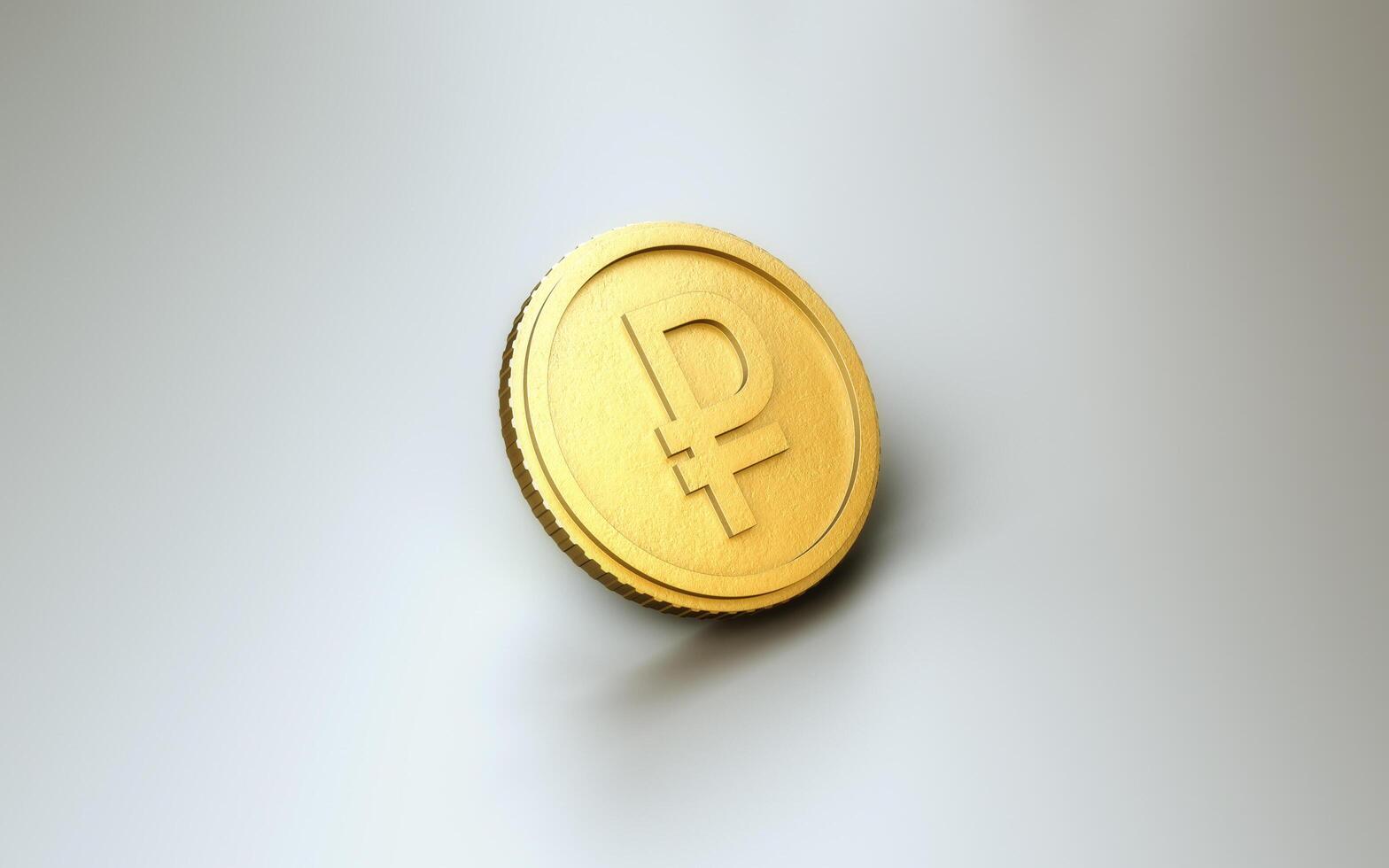 3D illustration of world currency coin russian ruble coin with white background. photo
