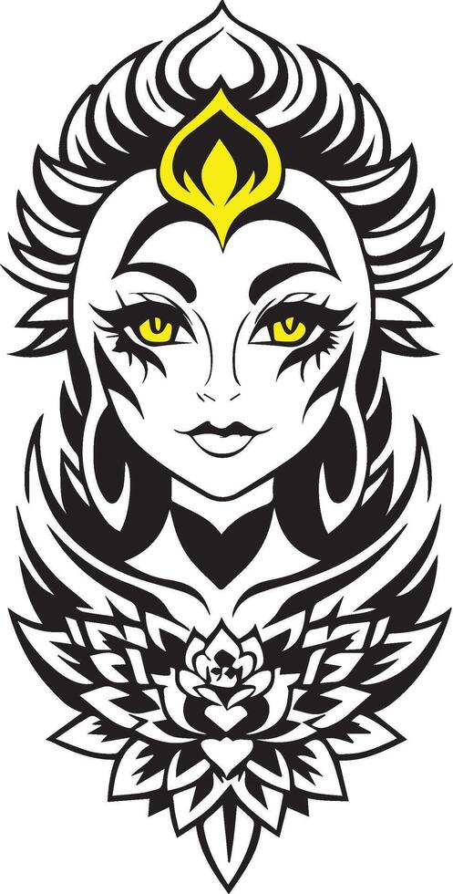 Girl illustration Black and white vector