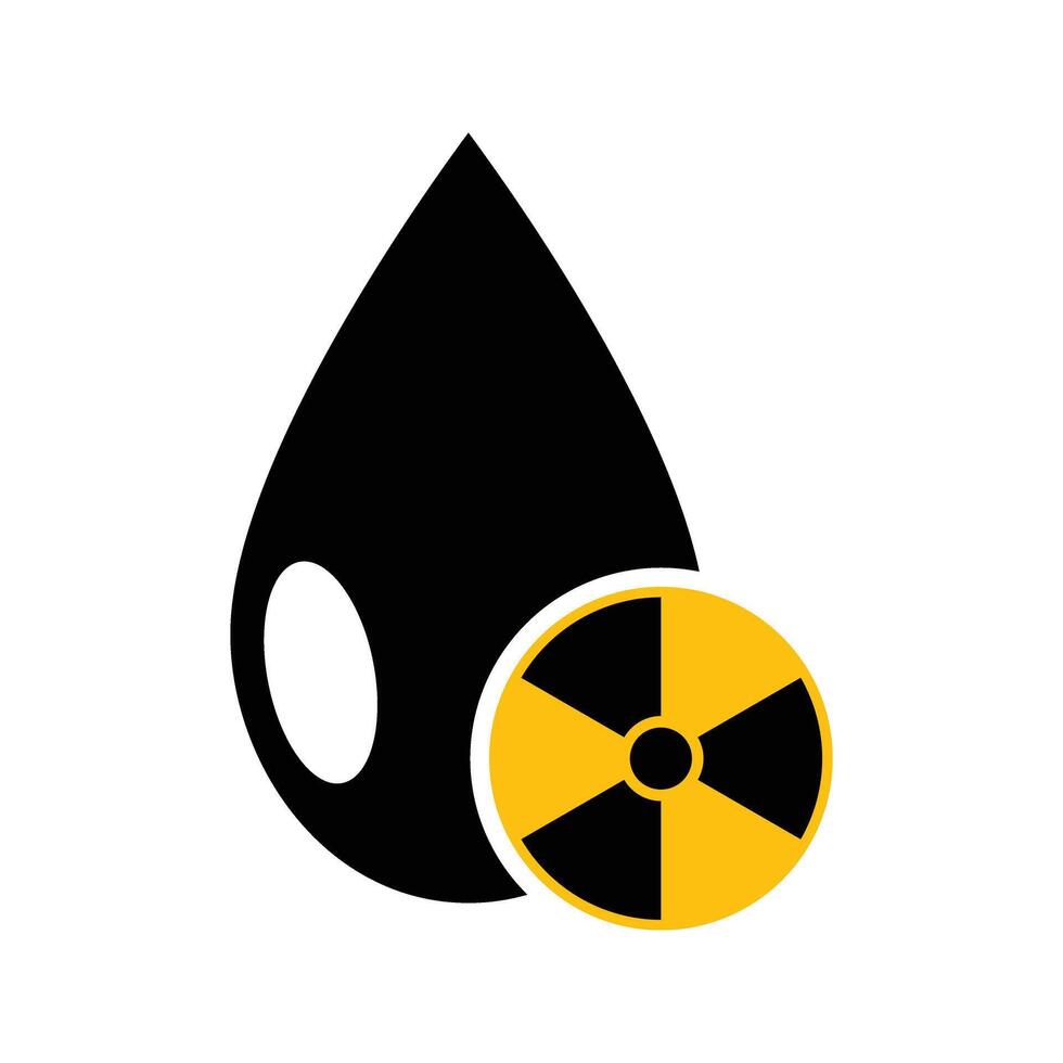 radioactive water droplet of liquid with radioactive symbol icon vector