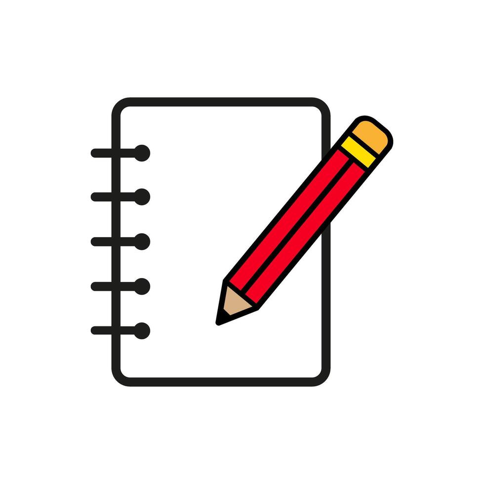 notepad with pencil writing concept icon vector