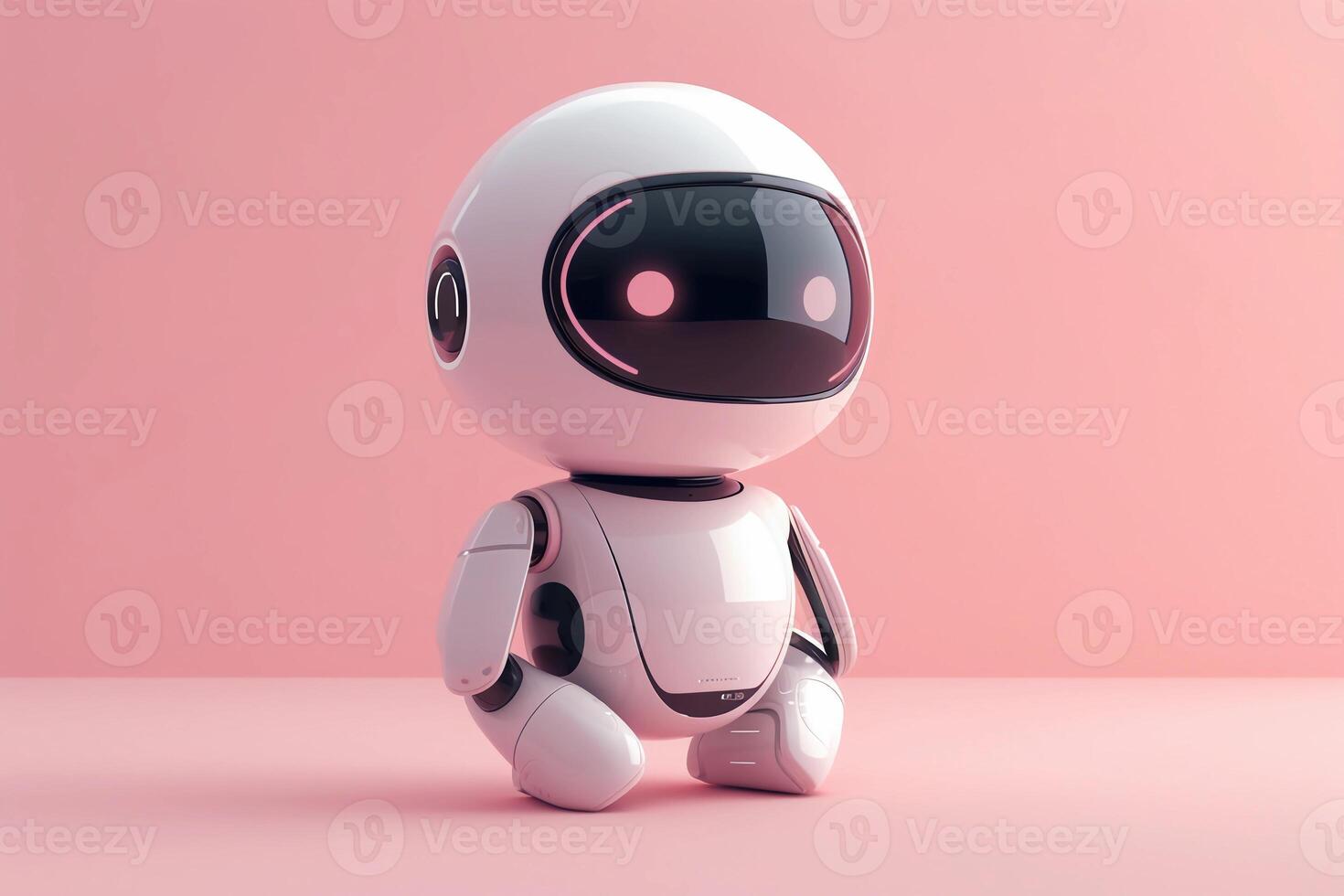 Robot Character. 3D Chatbot GPT Mascot. Futuristic Technology Pink Banner, wide format photo