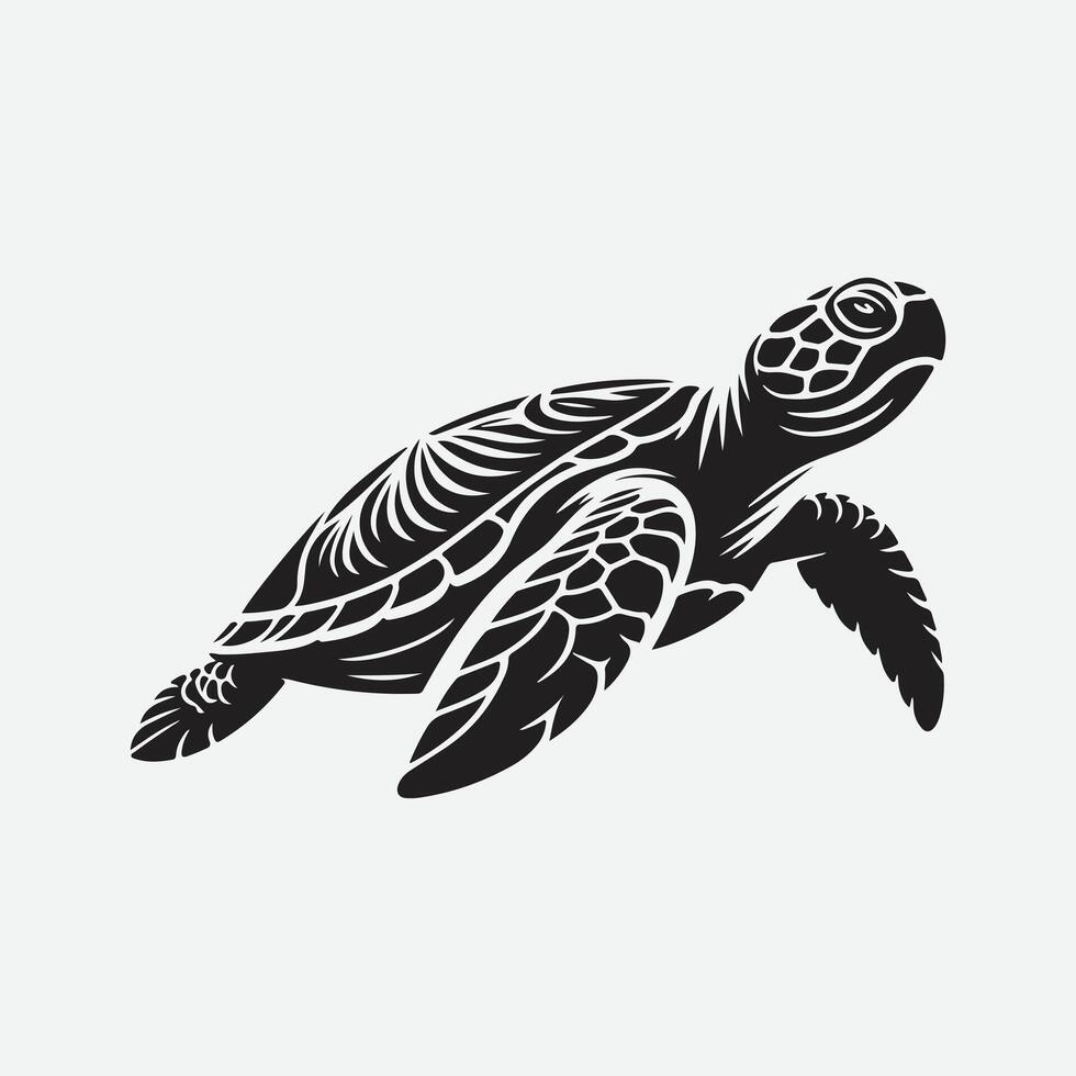 Majestic Turtle Silhouette, Captivating Shadows of Marine Life vector
